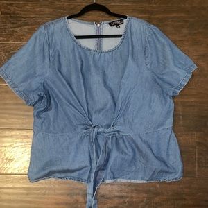 Eloquii denim front tie blouse, size 22